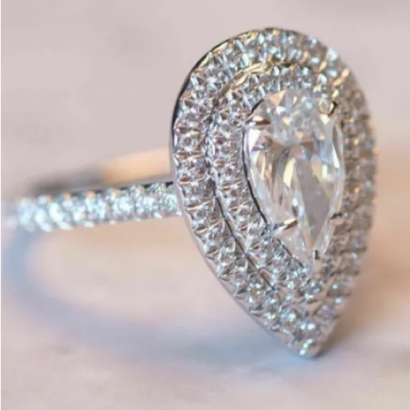 Gorgeous 3.75 ct. t.w. Pear & Round Cut Double Halo Ring - Picture 9 of 16